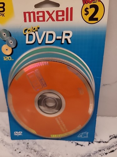 Maxell Blank Color DVD-R 3 Pack - Brand New Sealed 120 Minutes High Quality - 第 2/4 張圖片