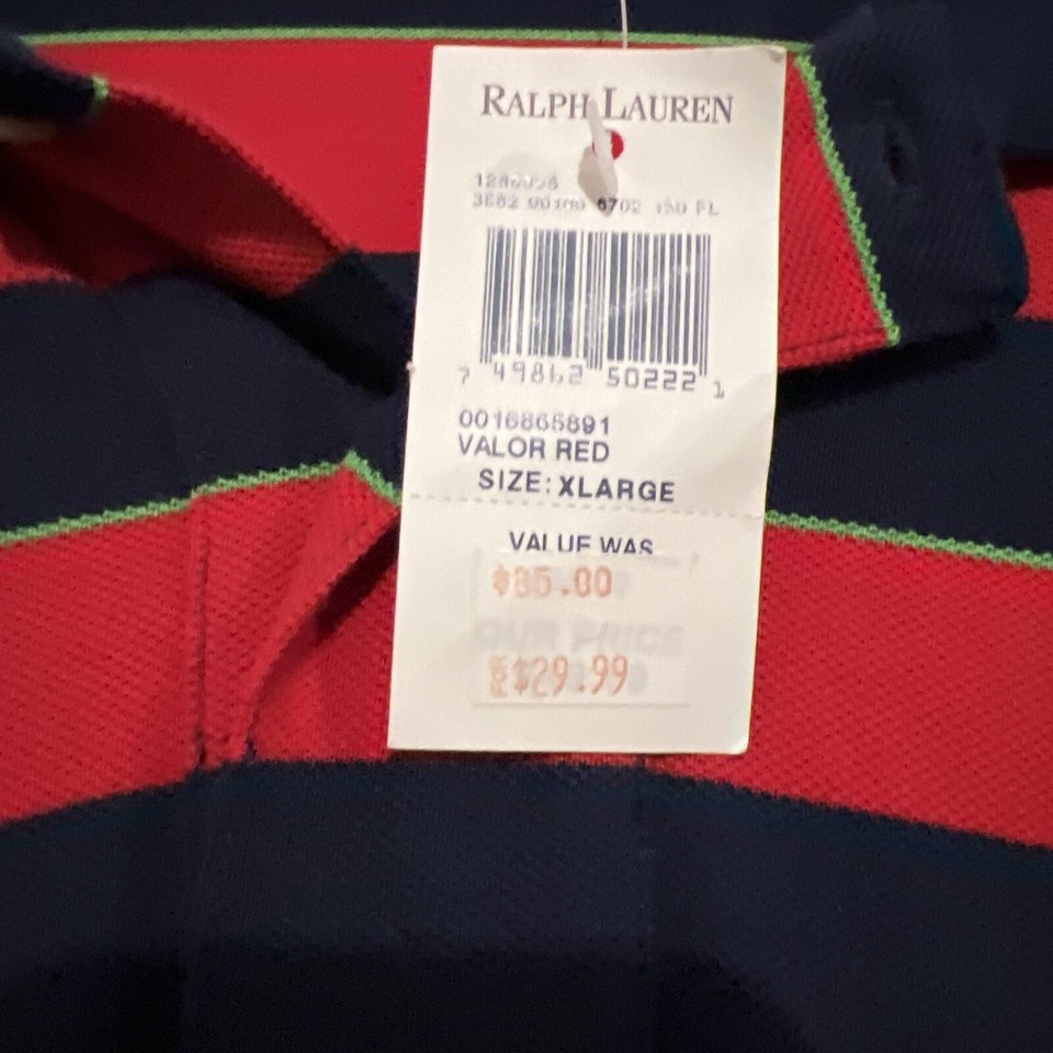 Polo Ralph Lauren Men’s XL Shirt Red Blue Striped Gold Horse eBay
