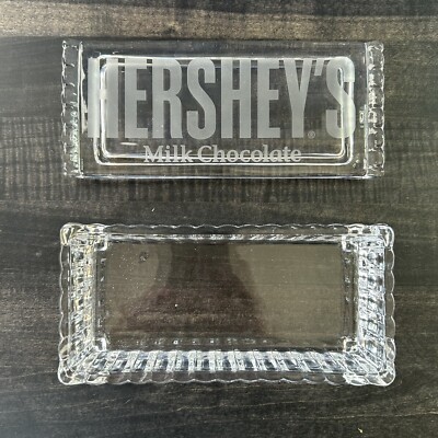 Hersheys Milk Chocolate Bar Etched Glass Candy Dish w/ Lid Gift Container