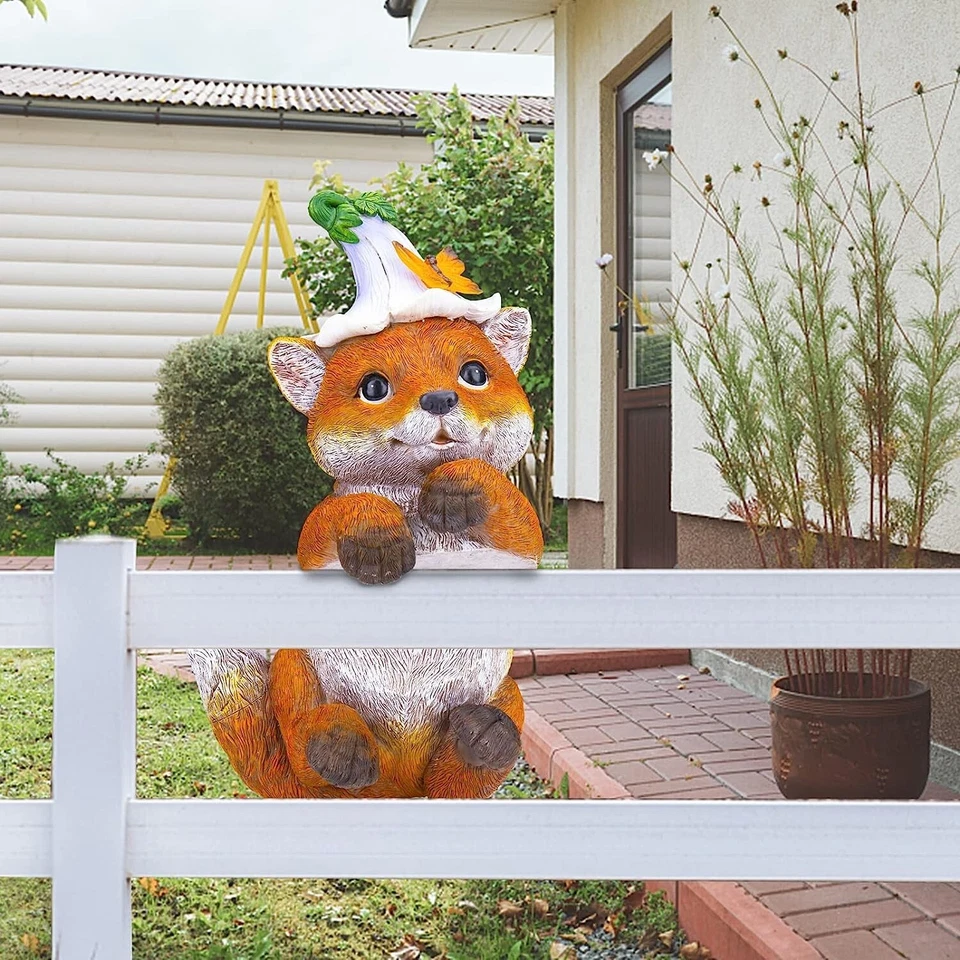 Garden Fox Statues Outdoor Decor, Solar Powered Fox Statue Figurine Art Decorati - Image 3 of 4