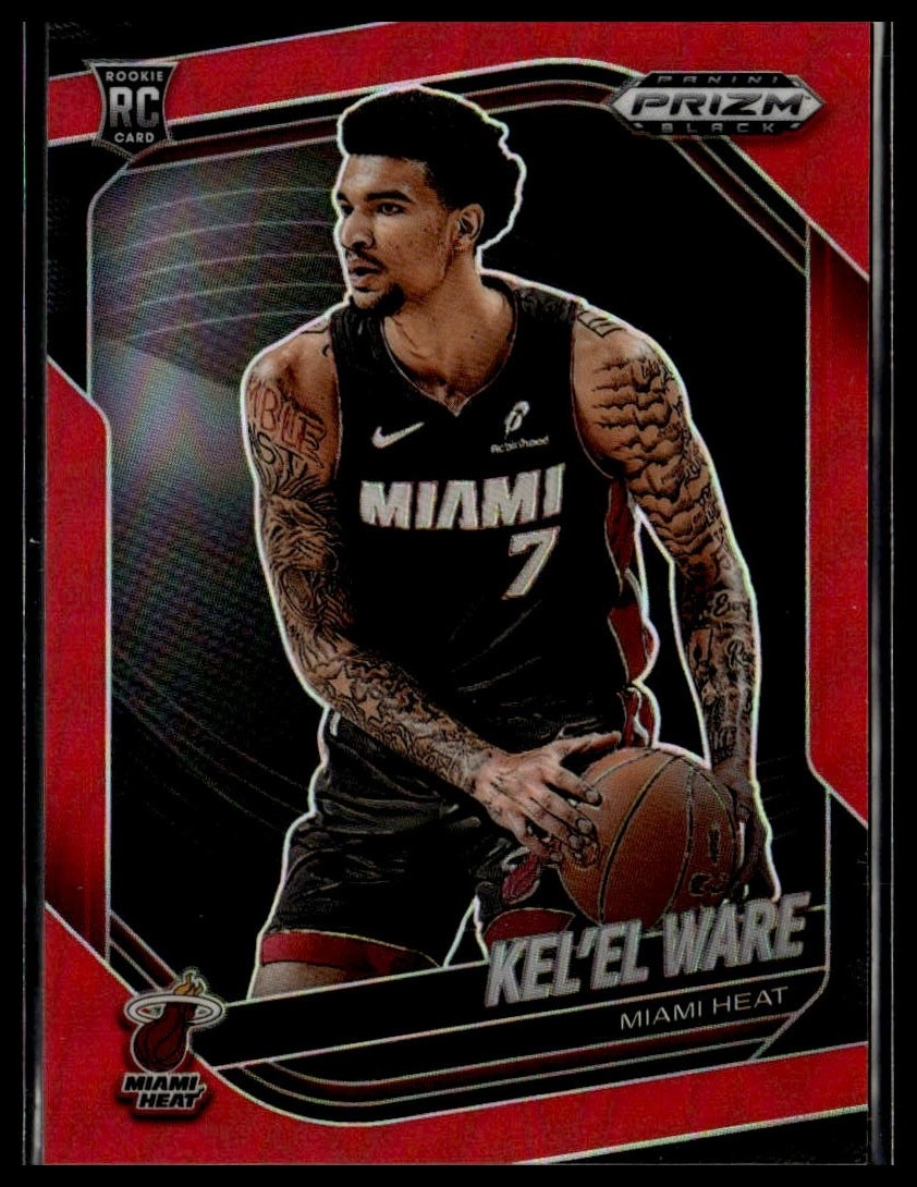 2024-25 Panini Prizm Black 156 Kel'el Ware Miami Heat RC Red 105/299