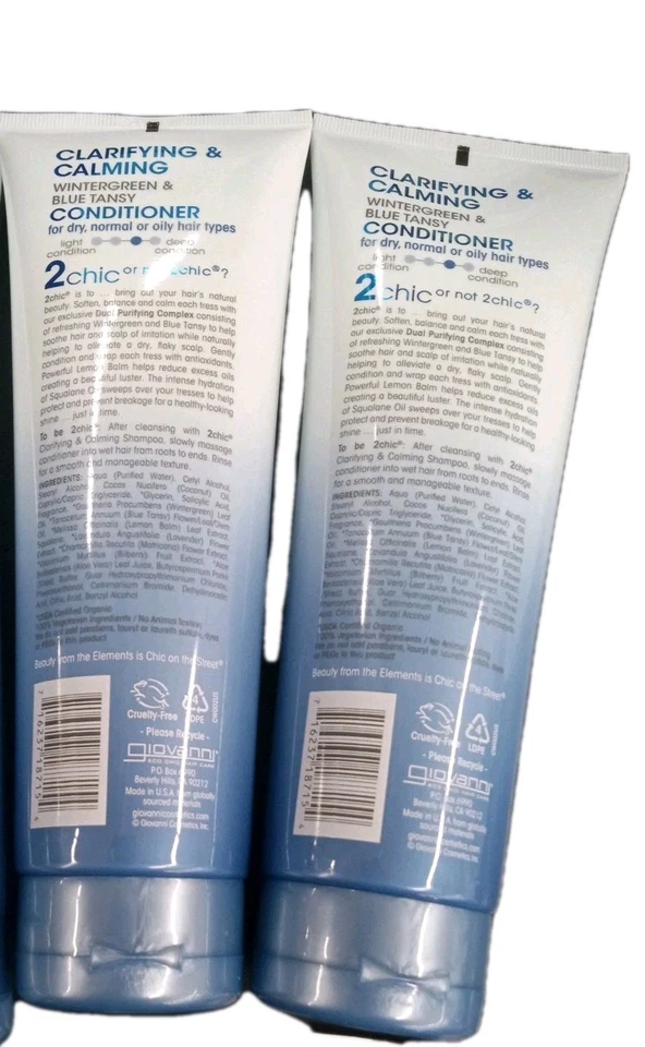 Acondicionador clarificante y calmante Giovanni 2Chic, 2pK 8,5 oz azul verde invierno tanaceto Foto 2 de 3
