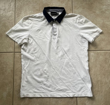 EMPORIO ARMANI White w/ Contrasting Dark Blue Collar Polo Shirt Men's M