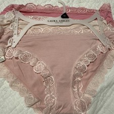 3 Laura Ashley Panties Brief Underwear Lingerie Rayon Spandex Pink Size Medium