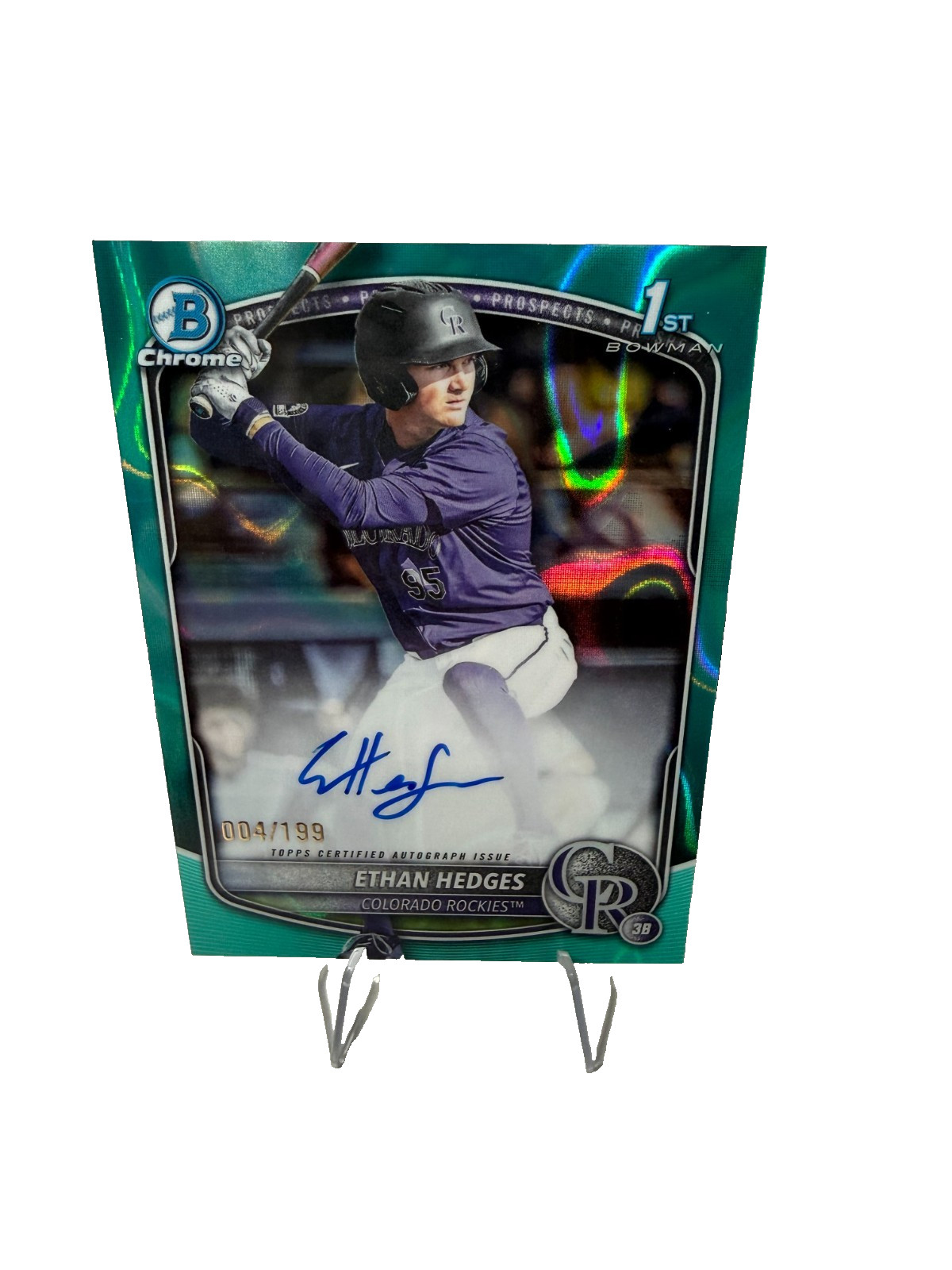 Ethan Hedges 2025 Bowman Draft Chrome 1st Aqua Lava Refractor Auto /199 #CPA-EHE