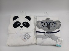  Lot Of 2 Luvable Friends Infant Toddler Animal Panda  Koala Bear Hooded Towel