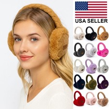 C.C Womens Cable Knit Faux Fur Earmuffs Adjustable Winter Ear Warmers Plush