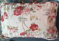 French Country Pillow Cover Cottage Roses Ruched Gusset Box Cushion Reversible