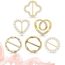 6Pcs Scarf Rings Shirt Clips, Gold T-Shirt Tie Clips for Women, Cute Scarf Ri...