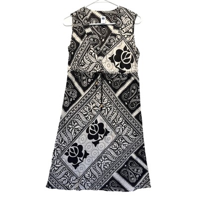 Gap Outlet Lightweight Women SunDress Boho Black White Midi Drawstring Waist S