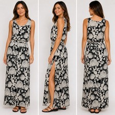 Banana Republic Floral Maxi Dress XS Black White Sleeveless Stretch Boho