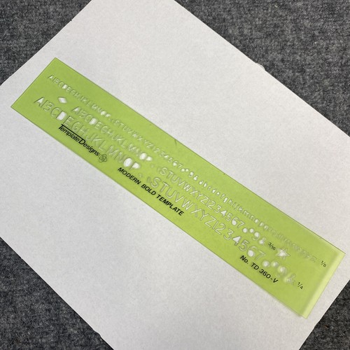 Lotto 4 modelli da disegno vintage stencil guida lettering Alvin Design Woolworth - Foto 8 di 8
