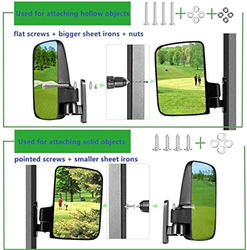 Golf Cart Mirror, Universal Golf Cart Rear View Mirror Wide Rear View Convex - Picture 4 of 7
