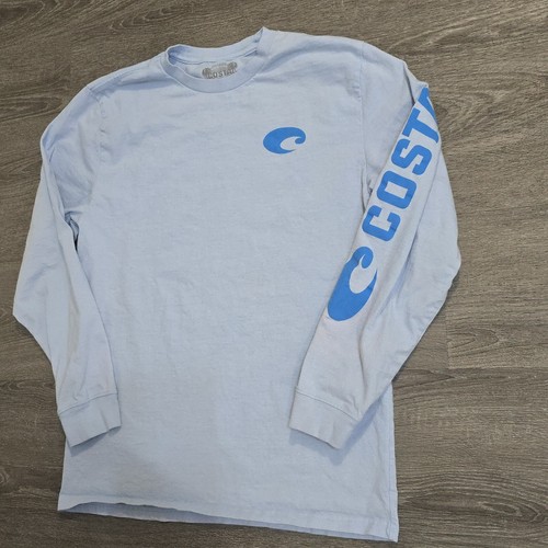 Costa Long Sleeve T-Shirt Technical Crew Carolina Blue Cotton Heavyweight Mens M - Picture 2 of 11