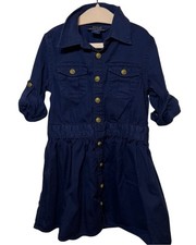 Polo Ralph Lauren Girls Denim Shirt Dress 4T Gold Button Front Fit Flare