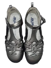 JBU by Jambu Dove Mary Jane Shoes Gray Metallic Comfort Memory Foam 7.5M