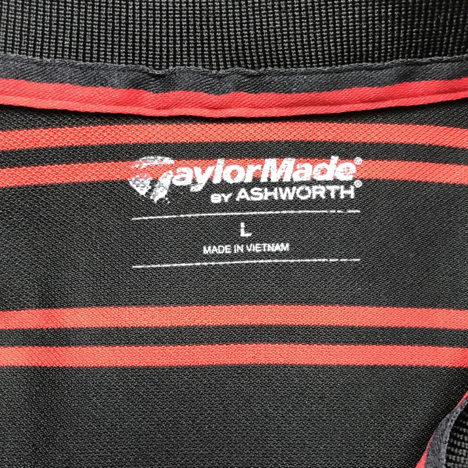 Camisa Polo TaylorMade by Ashworth Roja/Negro Rayas Elastizada Hombres Golf Talla Grande Foto 4 de 4