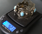 vtg Hecho Mexico 925 Sterling Silver 1.25"w 7" Hubbell Cabochon Bracelet 42g — photo 10
