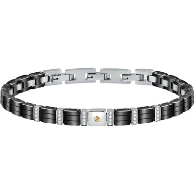 Morellato Gold Bracelet SATM15 18ct Gold Steel Bracelet Men Ceramic Zircons