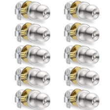 Plustool 10 Pack Privacy Door Knobs Interior, Satin Nickel Doorknob with Lock...