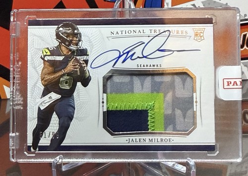 Jalen Milroe #8 2025 Panini National Treasures Crossover Rookie Patch Autograph card
