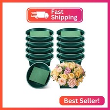 Sabary 12 Pack Round Floral Foam Bowls with Foam Blocks, 6.3 Inch