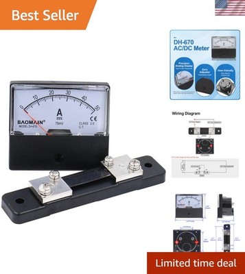 DC 0-50A 75mV Analog Panel Amp Ammeter with Shunt