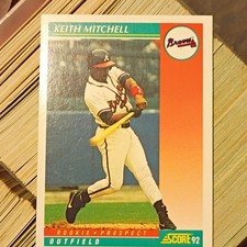 SCORE 1992 Score Keith Mitchell Atlanta Braves #748 Rookie Prospect Card. rookie card picture