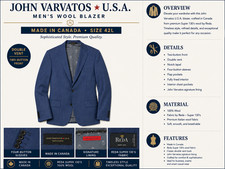 John Varvatos USA 42L Blue Reda Super 130s Wool Blazer Sport Coat Canada