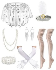 1920s Flapper Dresses Accessories for Women Theme Set Roaring 20s Great Gatsb...