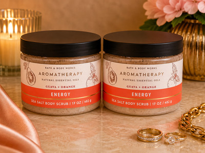 2 Bath & Body Works Aromatherapy ENERGY Guava  Orange Sea Salt Body Scrub 17 oz