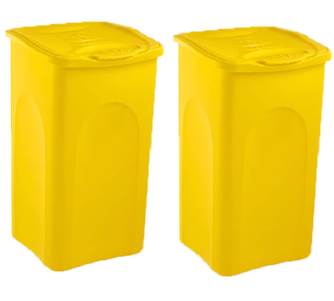 Set 2 Bidoni pattumiere per la Raccolta Differenziata 50 litri giallo Plastica C