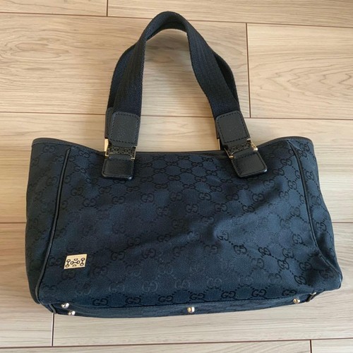 Gucci GG Canvas Horsebit Handbag Black Canvas