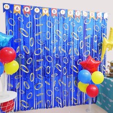 Cartoon Hedgehog Birthday Party 3.3 ft x 6.6 ft, gold ring streamer-1pack