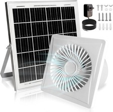 Solar Exhaust Fan, 25W Solar Panel  8" Ventilation Vent Fan, with Power Adapter