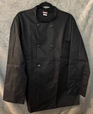 NWOT RED KAP Men's Chef Coat Long Sleeve Black Large