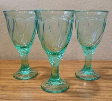 Set of 3 Noritake Sweet Swirl Aqua/ Green Water Goblet Iced Tea Glass 6¾"