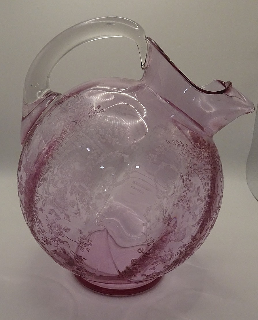 Cambridge Glass PORTIA Tilt Ball Pitcher Heatherbloom Purple 3400 Line - RARE