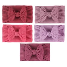 5 Pcs Baby Hair Band Nylon Bow Headband Headwear for Toddler Kids