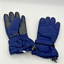 Lands End Kids Winter Gloves M Navy Blue Self-Close Strap Wrist Toggle NWOT