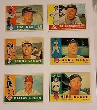 1960 TOPPS VINTAGE BASEBALL 6 CARD LOT
