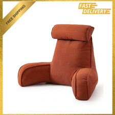 Reading Pillow with Arms Corduroy Backrest Cushion with Side Pockets Washable