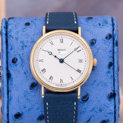 2000s Breguet Classique 5910 White Guilloche Dial 18k Yellow Gold 34mm