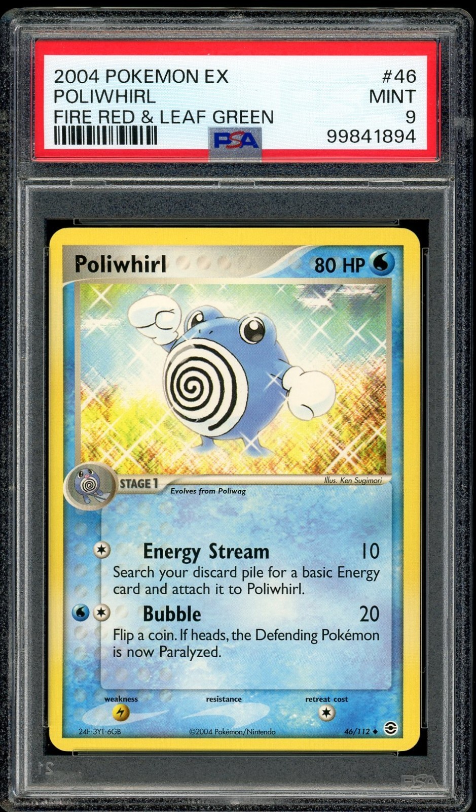 Poliwhirl #46/112 Non-Holo Fire Red & Leaf Green 2004 Pokemon Ex Card PSA 9 MINT
