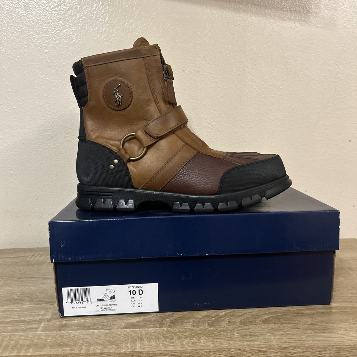 Polo ralph lauren Conquest Hi Mens Size 10 D Leather boot Zipper