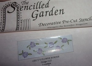 Stencilled Garden GIRLY’S FLOWER BORDER #122 3 Overlays NIP