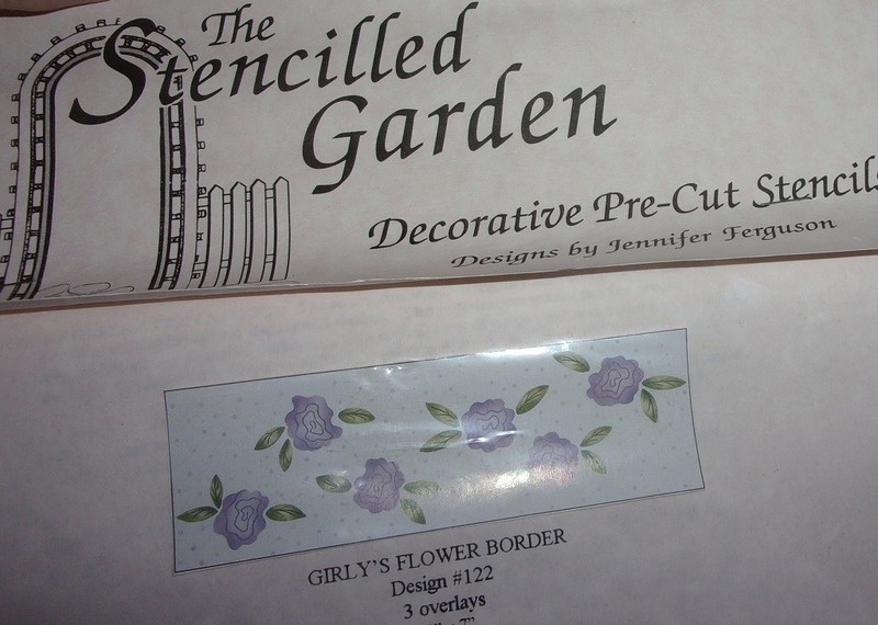 Stencilled Garden GIRLY’S FLOWER BORDER #122 3 Overlays NIP