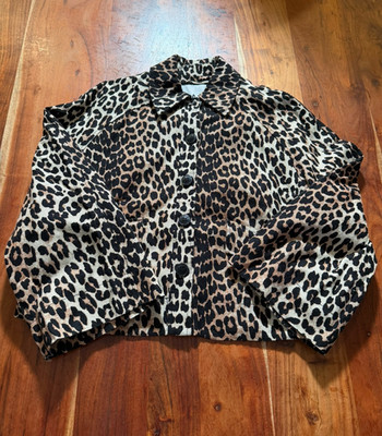 GANNI Leopard Print Jacket Women s Size 34 Cropped Button Front New With Tags