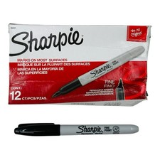12 Markers Sharpie Fine Point Black Permanent Markers 30001