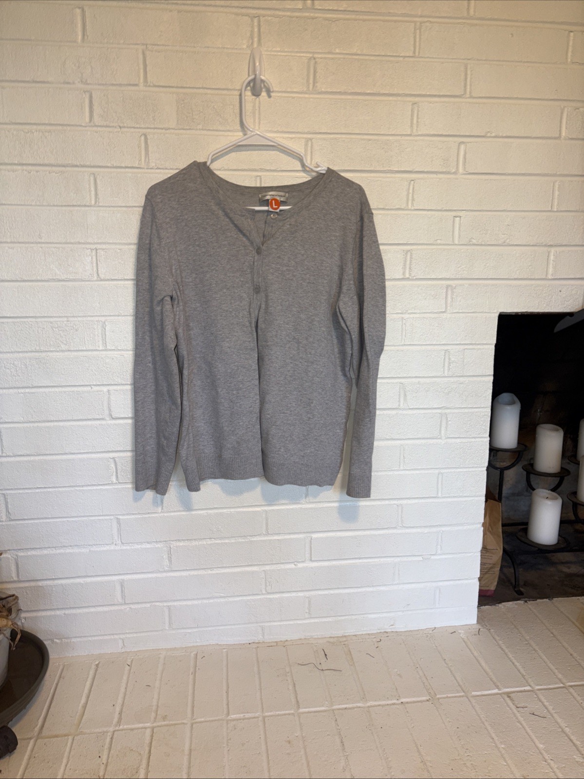 Croft & Barrow Women's Heather Gray Open Front Cardigan Sweater Size Large